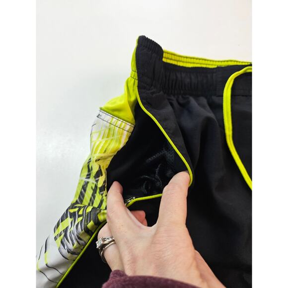 Nike xl swim trunks mesh brief lined black neon with pockets 90s y2k hybrid mens - Picture 4 of 7